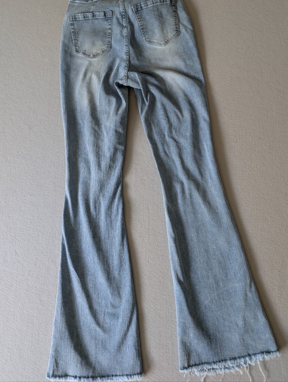 Y2K Style Raw Cut Distressed Light Wash Flare Jeans High Waist Size Small image 2